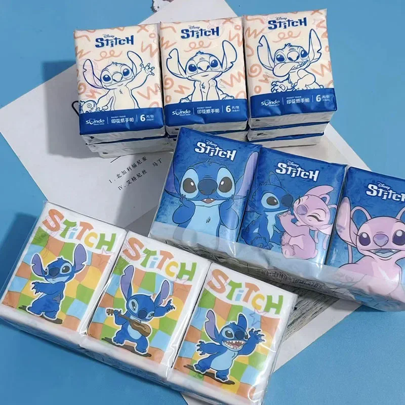 9 paczek Disney igła chusteczka papierowa Lilo & Stitch animacja dziecięca przenośny jednorazowy ręcznik papierowy papier toaletowy prezent