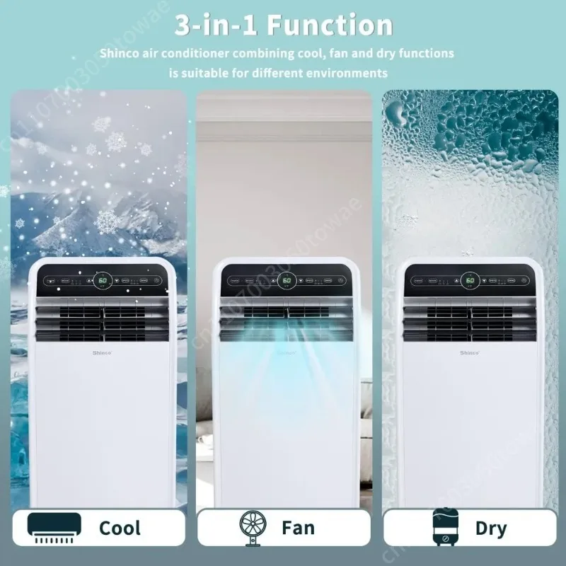 12000 BTU Portable Air Conditioner 3-in-1 Cooling Dehumidifier Fan With Remote Control For Home Room Up To 450 Sq Ft