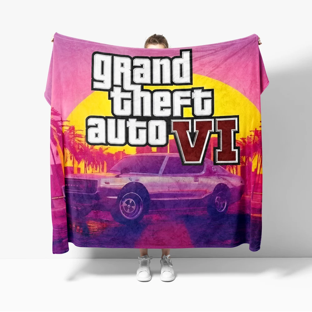 Flannel Blanket Game Grand Theft Auto GTA 6 GTA6 Decor Blanket Cozy Soft Lightweight Warm 30x40inch 40x50inch for Couch Sofa Bed