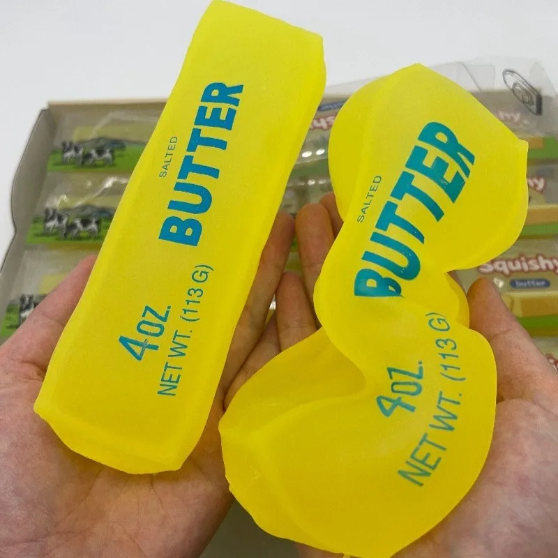 Moldable Butter Bar Squishy Fidget Toy Vaseline Filled Butter Stick Cheese Stick Squeeze Toy Stress Vent for Anxiety Relief Toy