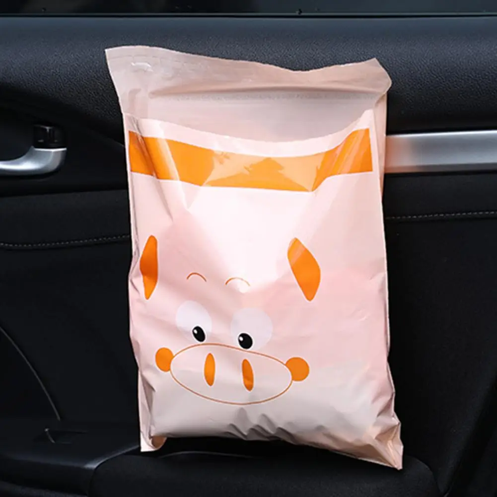 Waterproof Garbage Bag Self-adhesive Foldable PE Cartoon Animal Sticky Trash Bag for Car Truck Home Supplies Cleaning Tools