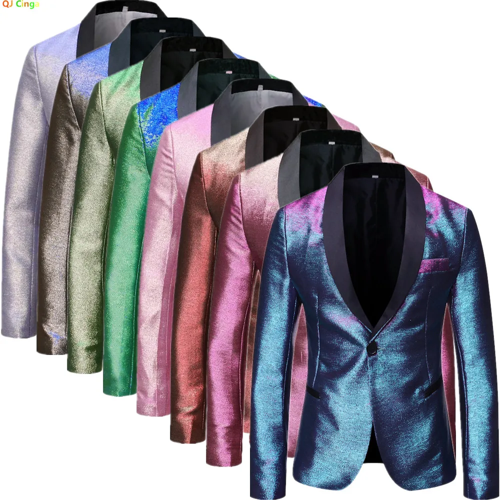 

Bright Blue Men's Long-sleeved Suit Jacket, Wedding/party/stage Performance Formal Wear Jacket, Available in Green, Red, Silver.