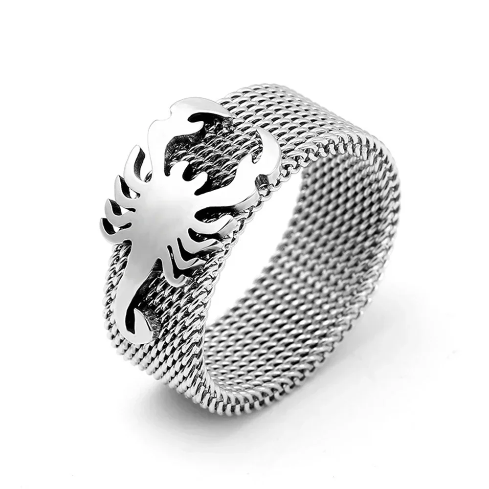 Loredana Stylish men noble 316L simple titanium steel 8mm width frosted scorpion ring for men exclusive creation