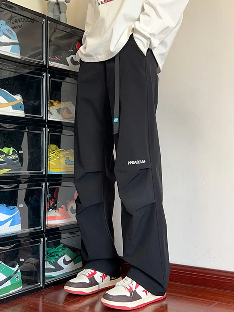 

Молодежные повседневные брюки мужские весенне-осенние, свободного кроя, с широкими штанинами, прямые, немнущиеся, модные, брендовые, рабочие брюки