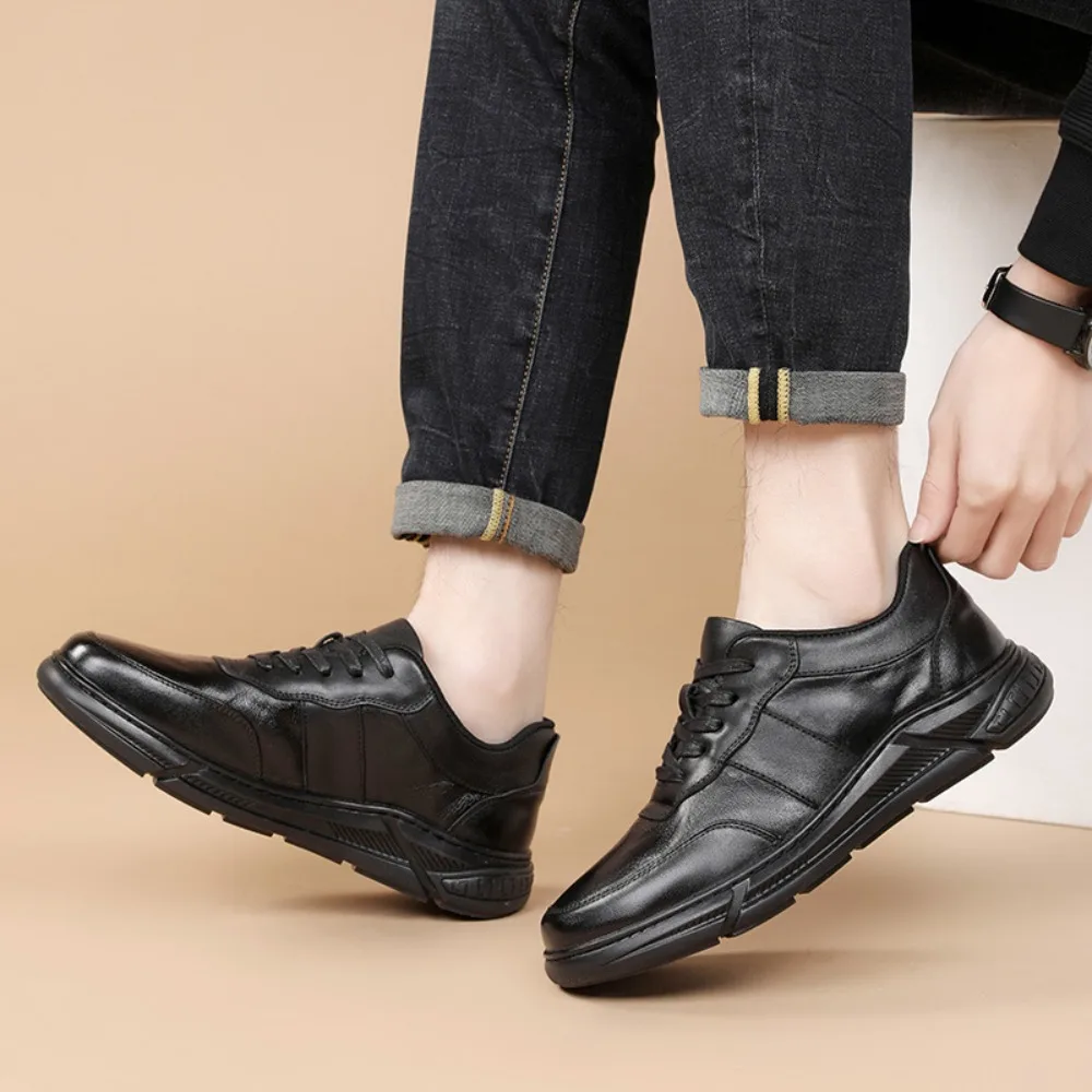 

Легкая мужская удобная повседневная обувь премиум-класса из натуральной кожи с верхним слоем из воловьей кожи, универсальная нескользящая обувь