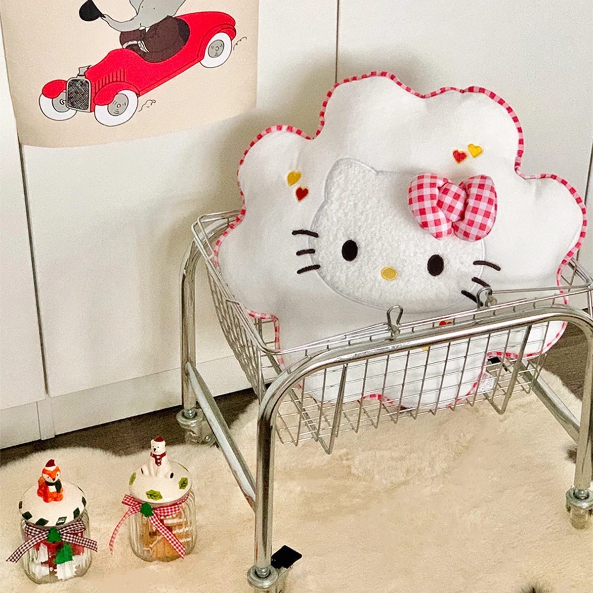 Sanrio ดอกไม้รูปร่าง Kuromi My Melody Plush Cushion Hello Kitty Lumbar Support Cushion Cinnamoroll โยนหมอนโซฟาเตียงของขวัญ