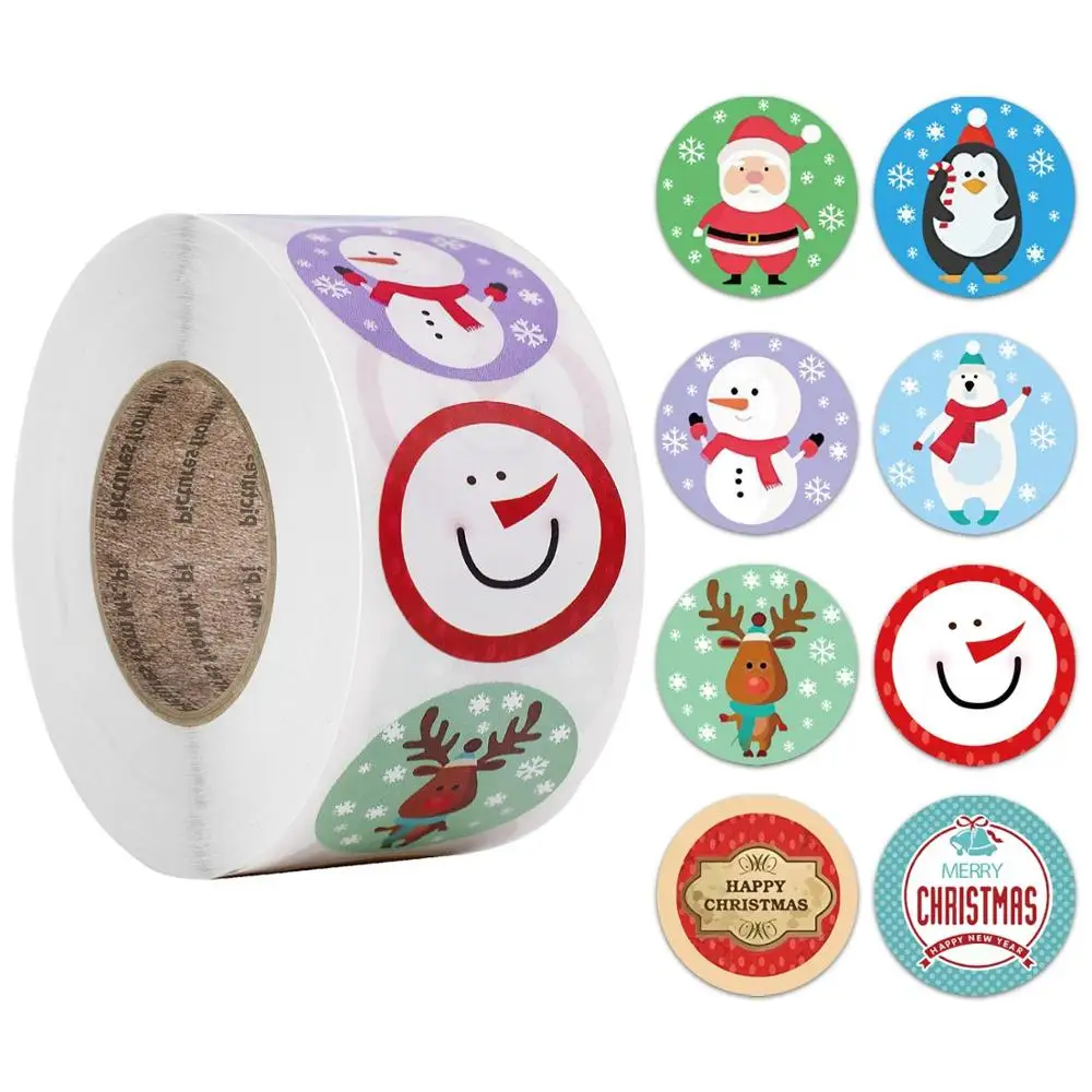 50-500pcs New Christmas Stickers Cartoons Gift Card Party Package Cute Santa Label Sealing Decor Party Supplies For Reward Kid