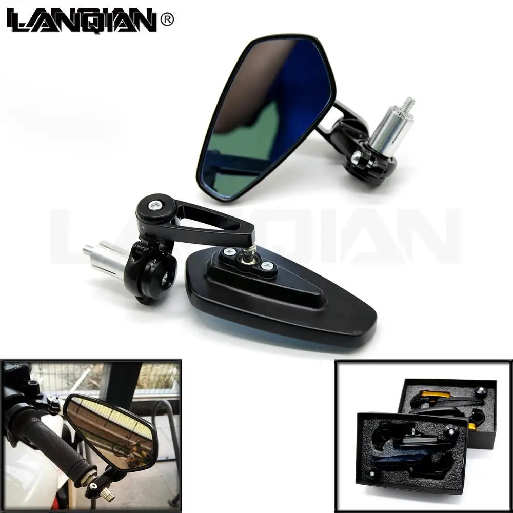 

Motorcycle Mirrors Handle Bar End Side Rearview Mirrors Blue Glass Cafe Racer For Honda CBR600F CBR600RR CBR900RR CBR929RR GROM