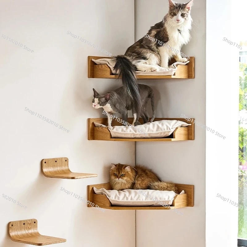 Space-Saving Wall-Mounted Cat Climbing Frame - All-in-One Condo, Perch & Nest for Kittens