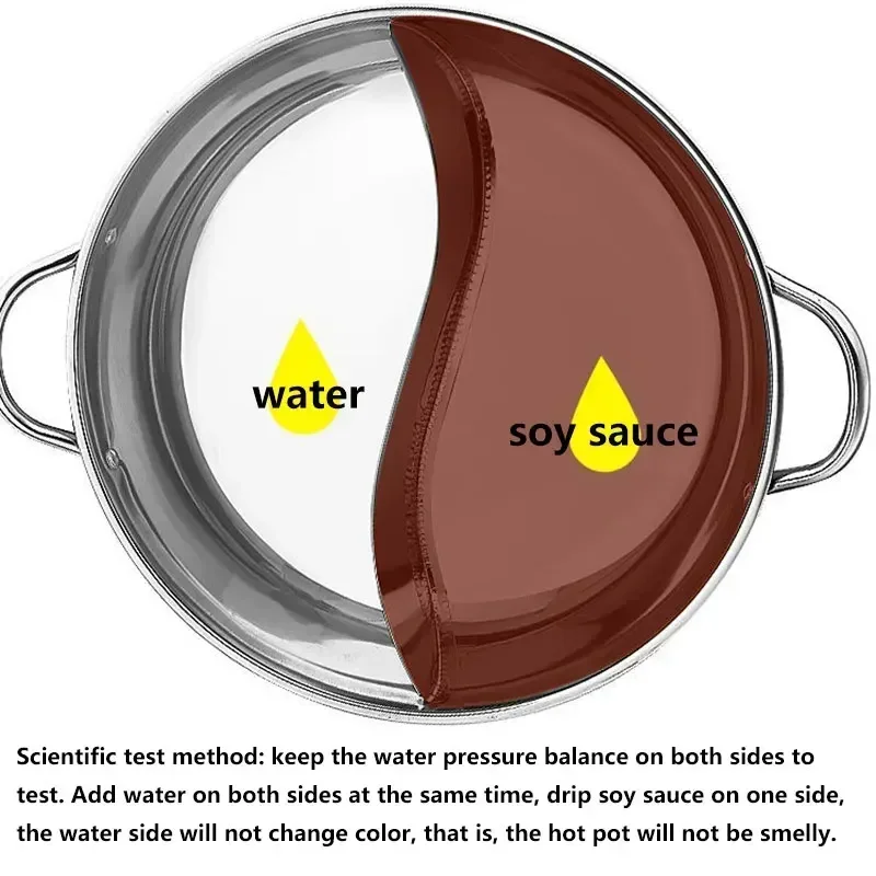 Čínské horké hrnec s kryt zahustíme nerez ocel 2 v 1 děleno hotpot kuchyň kucharské umení kotlík s obal plyn vařič indukce vařič