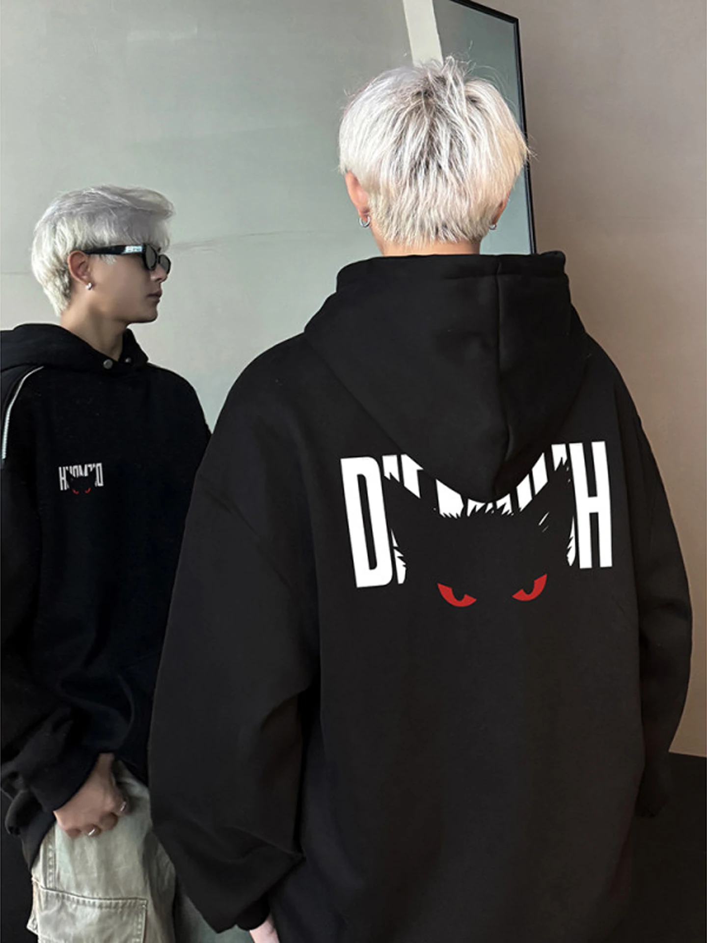 

Thiened Fce Толстовка Мужская осенне-зимняя модная брендовая свободная верхняя одежда из смеси хлопка и полиэстера Long Sve Удобная посадка