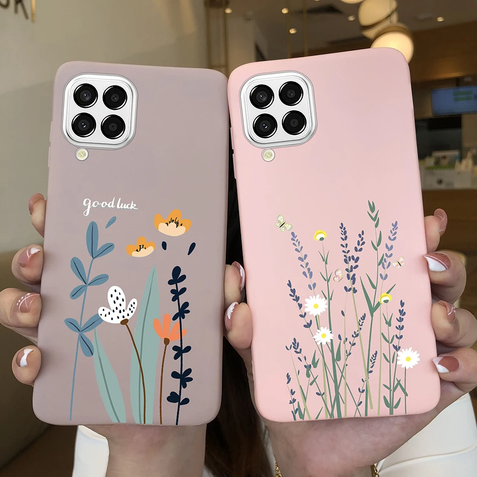 For Samsung Galaxy M33 5G Case Heart Cartoon Silicone Matte Shockproof Phone Cover For SamsungM33 GalaxyM33 M 33 Funda Shell TPU