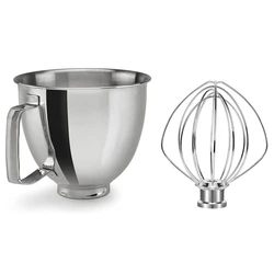 Miska mieszająca ze stali nierdzewnej 5QT kompatybilna z mikserami KITCHENAID TILT-HEAD STAND 4,5-5 Quart, 5-litrowa miska mieszająca