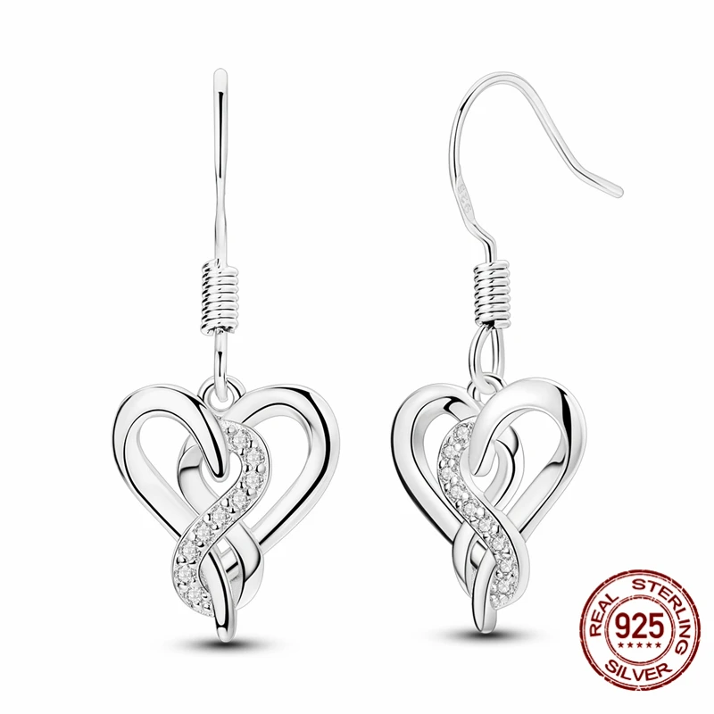 

Hot Selling 925 Sterling Silver Hoop Heart Infinity Symbol Earrings for Women Pretty Wedding Holiday Jewelry Gifts