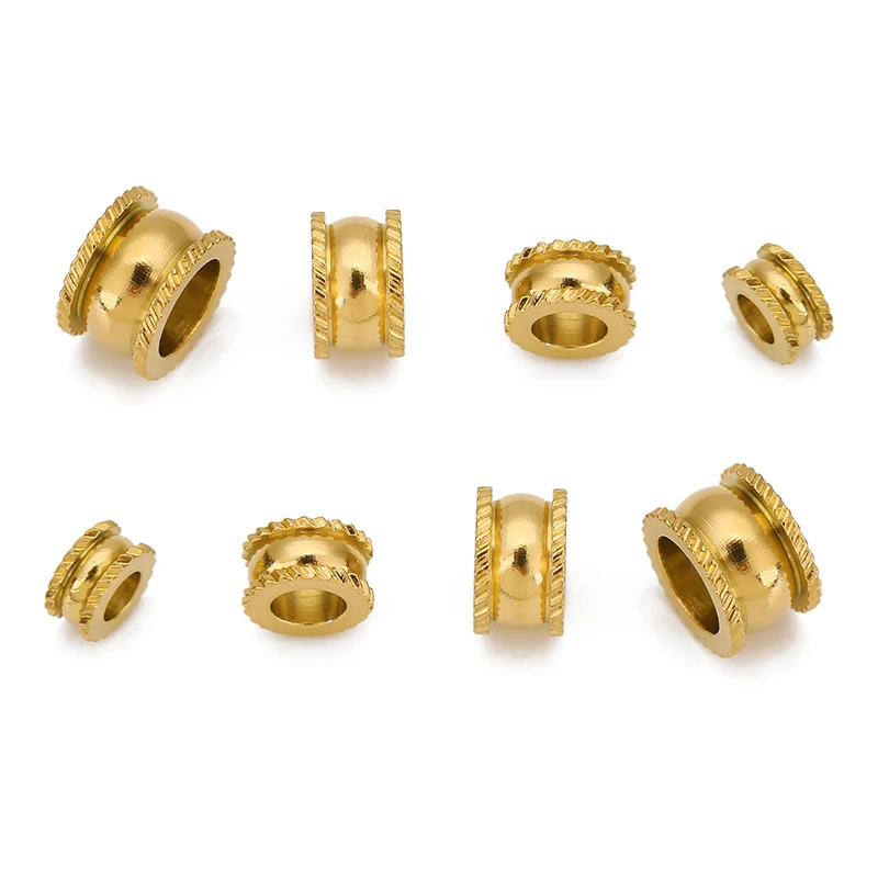 20 pièces de perles d'espacement en acier inoxydable de 6/7/8/9 mm de diamètre, perles lâches, breloques pour la fabrication de bijoux DIY, colliers, bracelets, accessoires