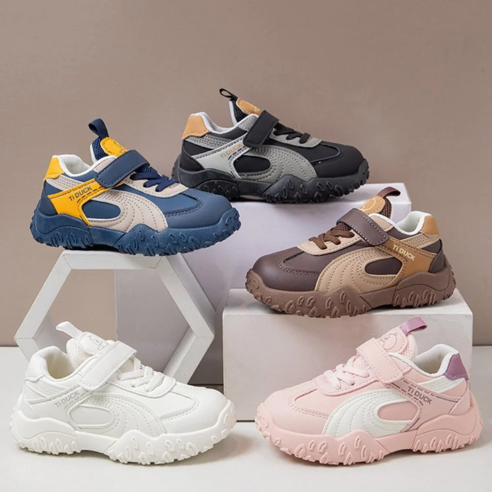 

Spring Sport Shoes For Children PU Leather Waterproof Teenager Kid's Sneakers Soft-soled Boy's Girl's Running Shoes Casual Shoes