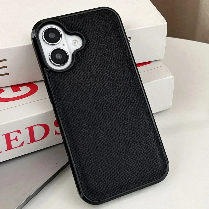 Solid color Cross pattern phone case for iPhone 16 15 14 13 12 11 Pro Max Plus shockproof cover and anti drop bumper