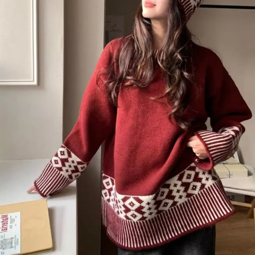 

Женский мягкий пуловер большого размера, свитер на осень-зиму, молочный висковый стиль, свободный крой, повседневный модный трикотаж для ленивого образа