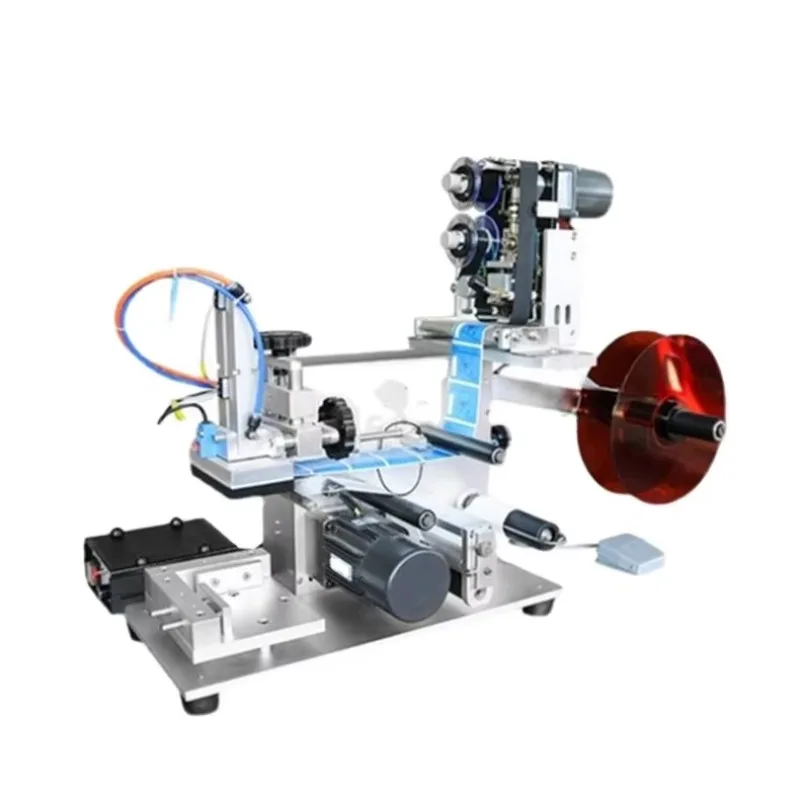 Semi Automatic Desktop Electric Manual Flat Side Square Bottle Labeling Machine with Date Printing Function