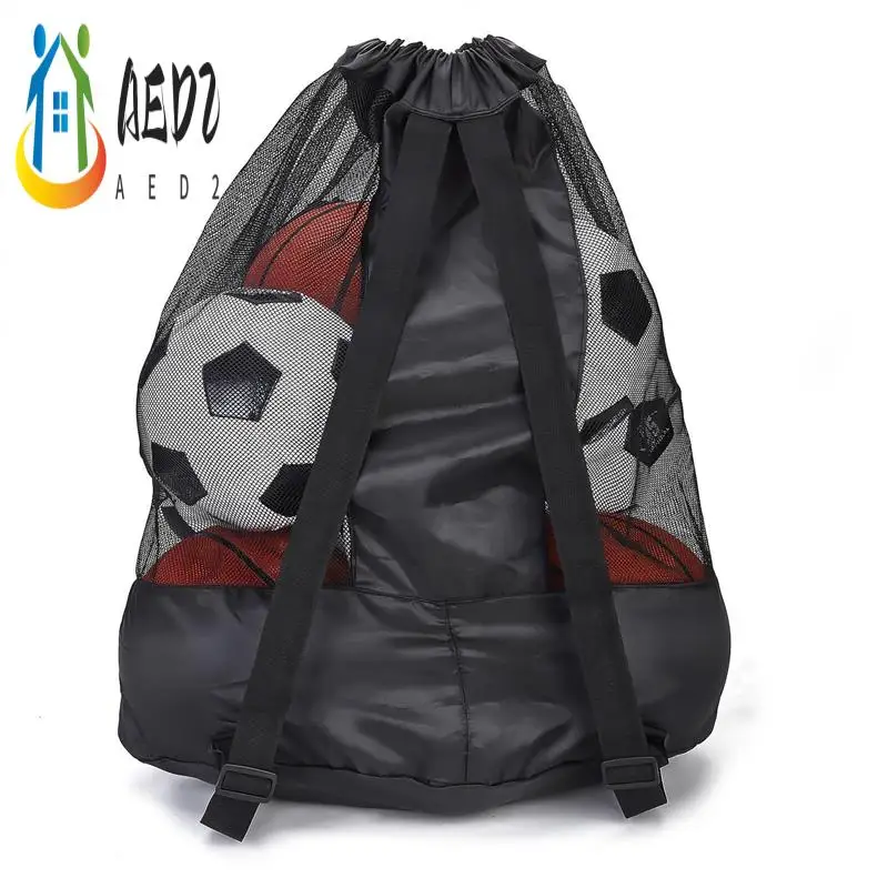 AED2-Mesh Bag Adjustable Drawstring Soccer Storage Bags Waterproof Sports Ball Pack Volleyball Football Pocket