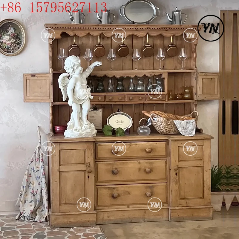 Medieval style carved wine cabinet French retro living room storage cabinet storage display cabinet