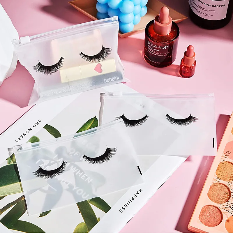 20PCS Eyelash Aftercare Bags Cosmetic Plastic Gift Packaging Lash Makeup Storage Pouches Portable Travel Beauty Salon Supplies