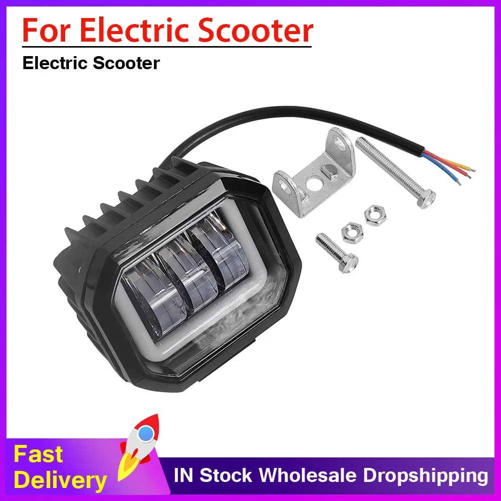 Front Lamp Led Liht Spotlight 16W DC 12V-80V for Electric Scooter Waterproof Warning Headlight Electric Bicycle Parts