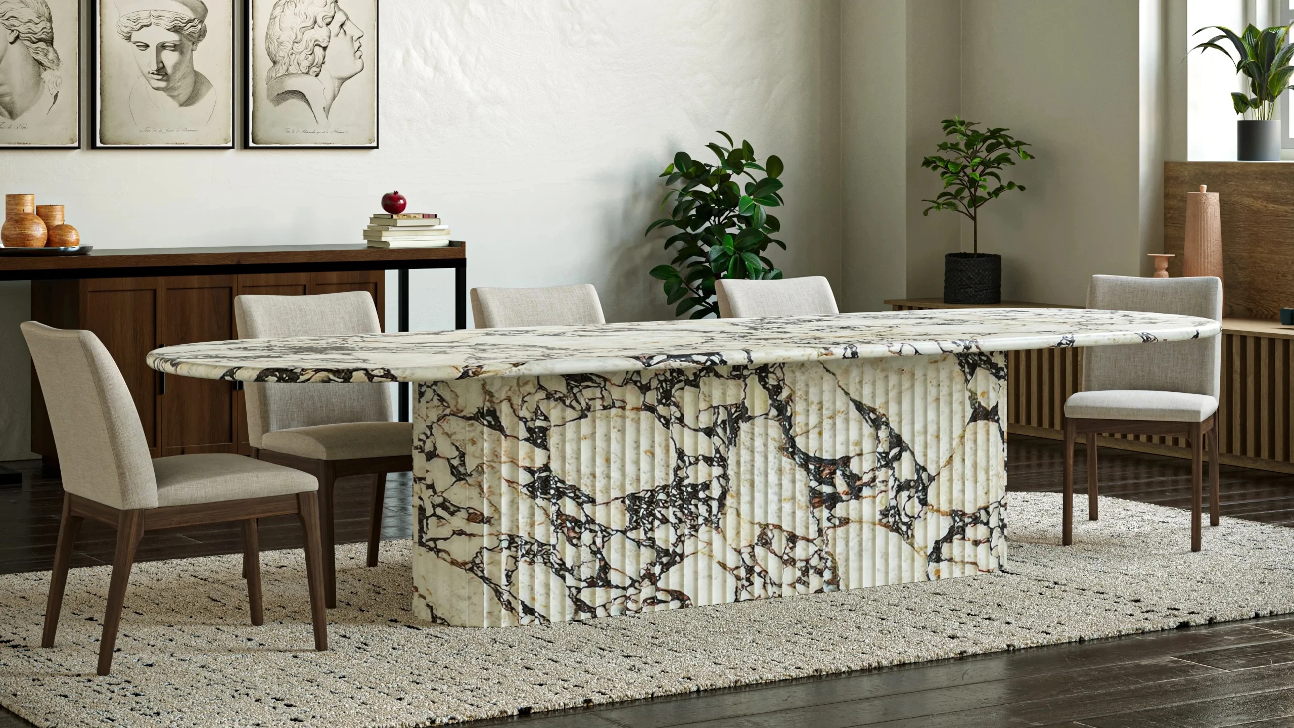 D#  Light Luxury Calacatta Viola Dining Table Rectangular Dining Set for Restaurant Use Dining Room Furniture