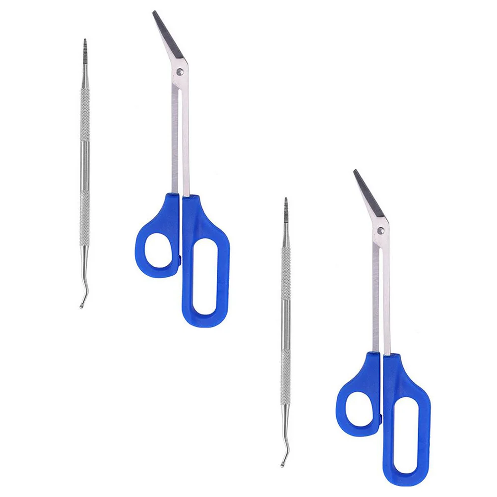 

2set Long Handle Clippers Pedicure Trimmers Pregnant Women Stainless Steel Manicure Kit Portable Nail Care Tool For Fingernail