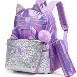 Cats Backpack for Girl Primary School Children's School Backpacks Includes a lunch box and a pencil case School Backpack