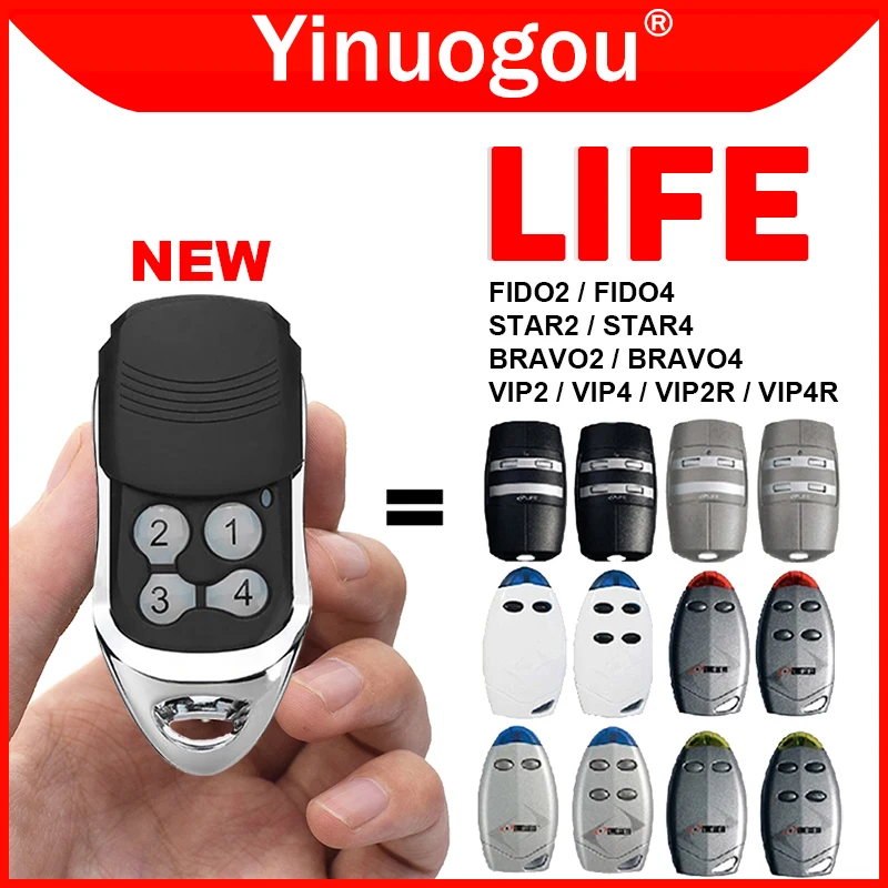 LIFE Garage Gate Remote Control 433MHz Rolling Code LIFE FIDO 2 4 VIP2 VIP4 VIP2R VIP4R STAR2 STAR4 BRAVO2 BRAVO4 Remote Control