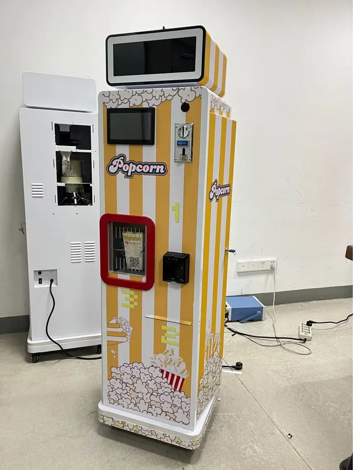 Stainless Steel Hot Sale Professional Electric Popcorn Makers, Commercial Automatic Coin Operated Popcorn Vending Machine