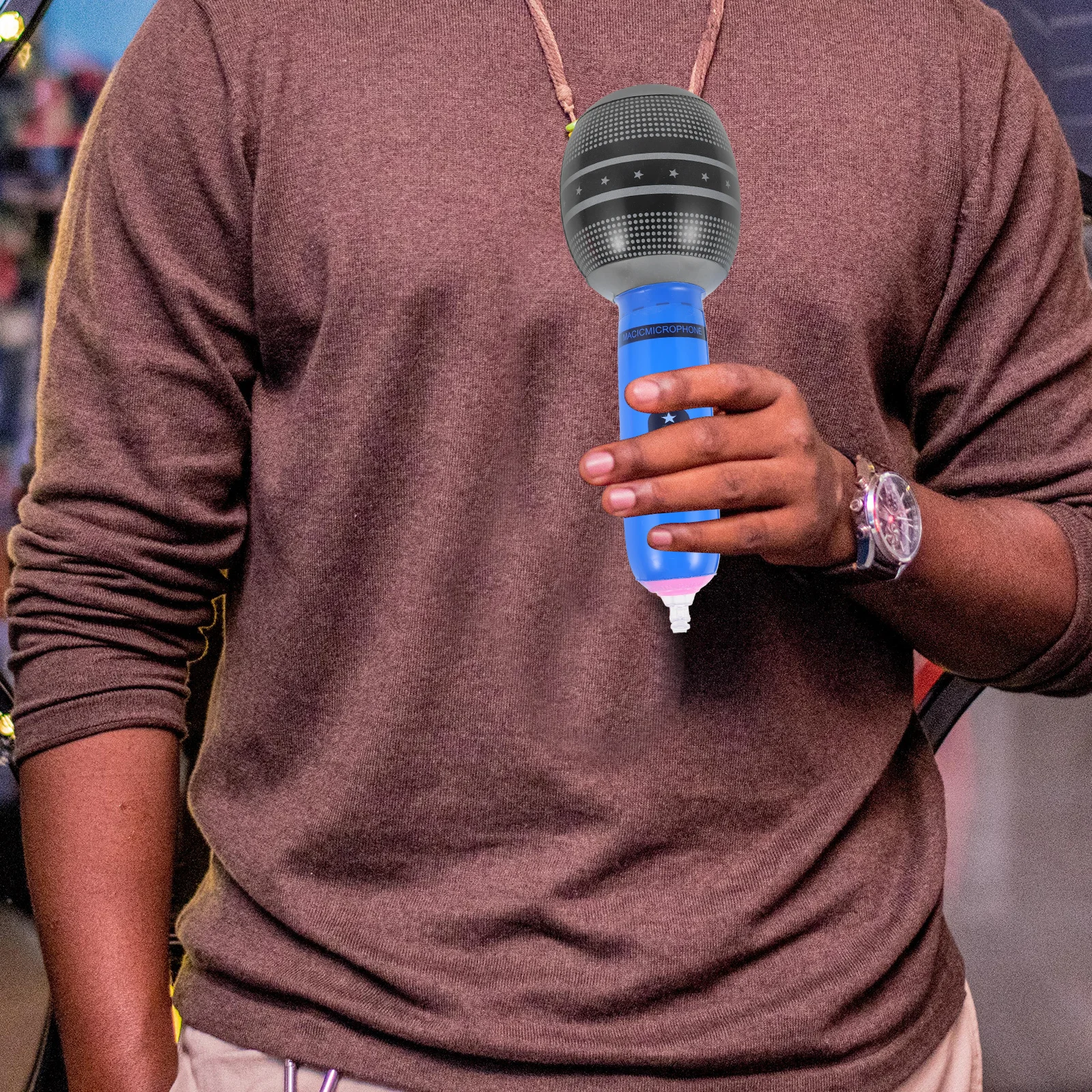 

4Pcs Inflatable Simulation Microphone Lifelike Interactive Prop for Music Parties and Performances PVC Inflatable Mics