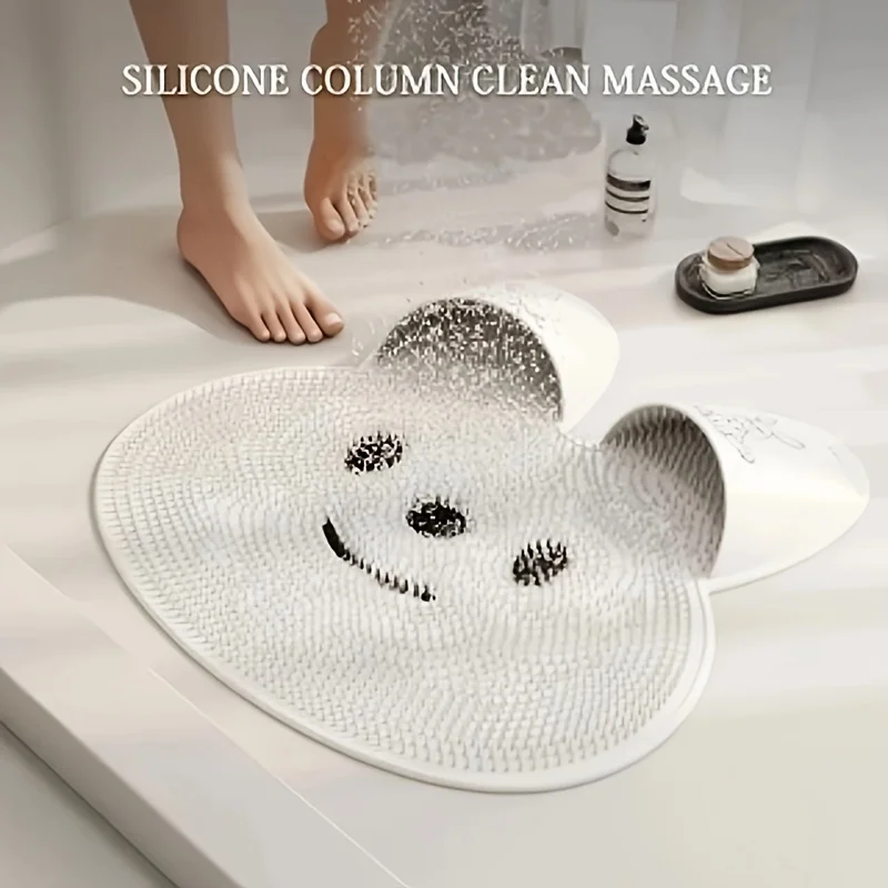 

Rabbit Bathroom Shower Anti Slip Mat, Circular Massage Foot Mat, Back Suction Cup,Foot Scrubber, Back Scrubber, Anti Fall Device