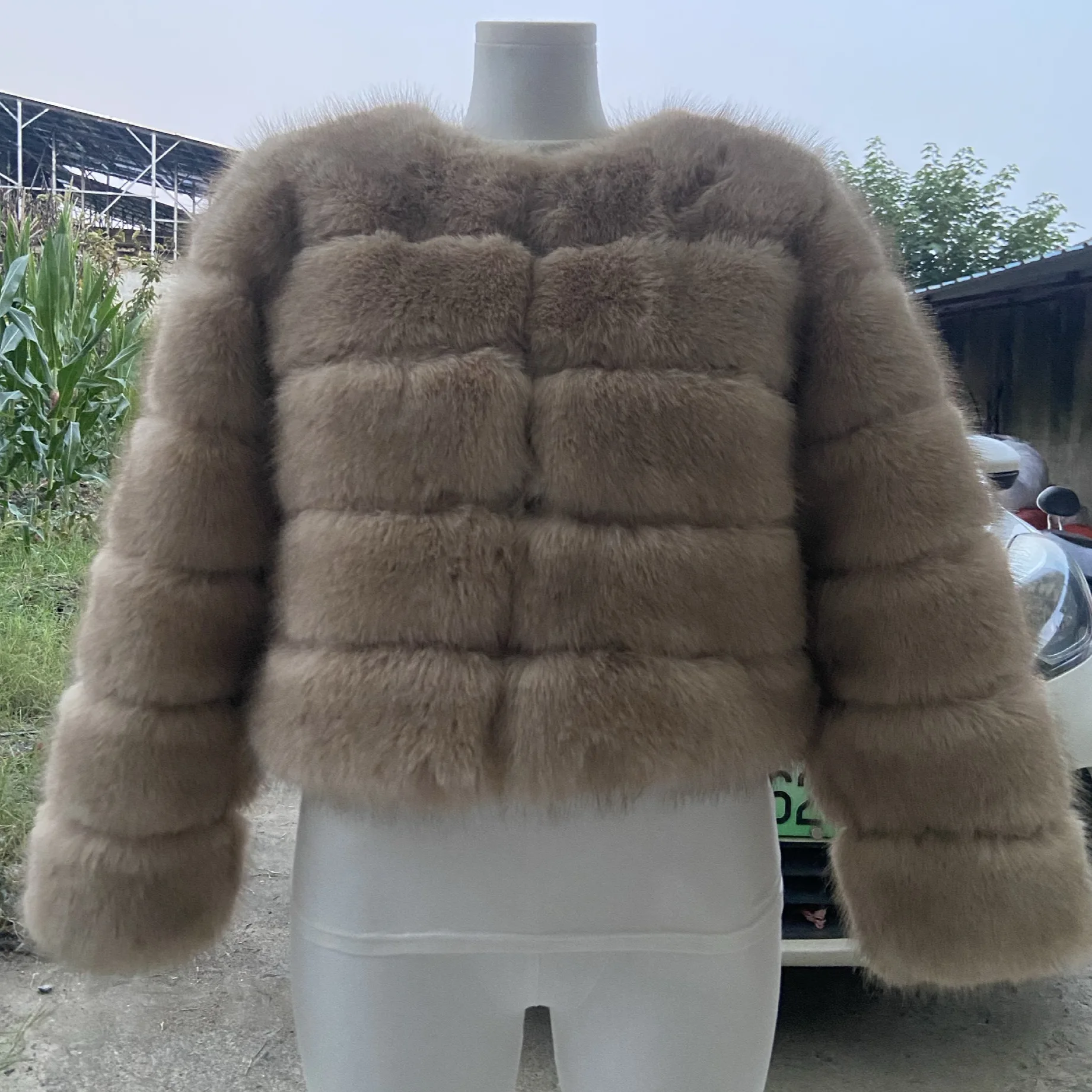Women Faux Fur Short Coats Jackets Round Neck Coat Thick Warm Y2k Streetwear Jacket Elegant Work Outerwear Autumn Winter 4