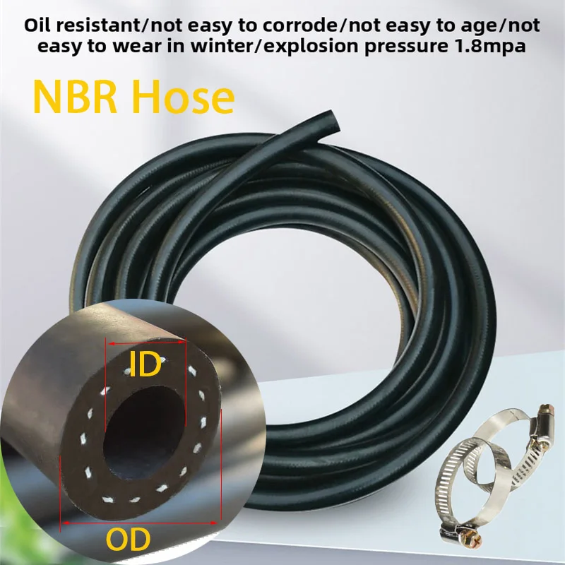 1M Black ID 3mm~32mm NBR Smooth Nitrile Rubber Hose For Automotive and Motorcycle Machinery Hose Flexible Fuel Hoses