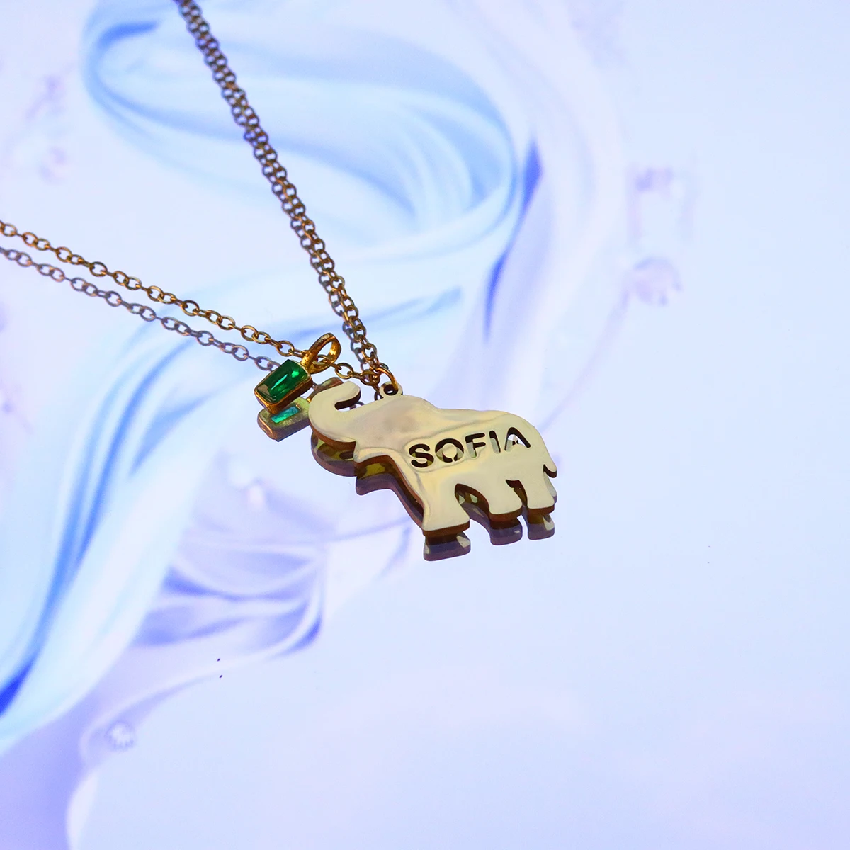 Chandler Custom Name Stainless Steel Elephant Necklace Elephant Charm Pendant Stainless Steel Chain Clavicle Collar Jewelry