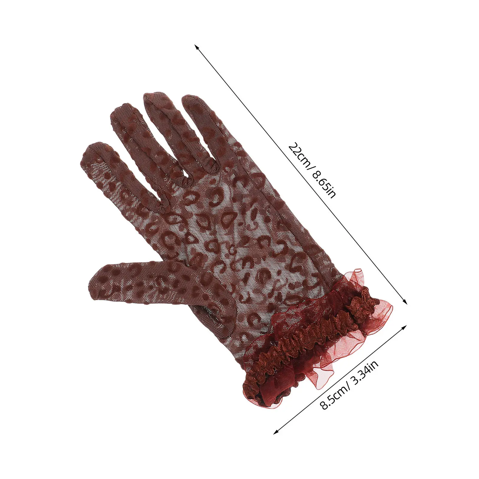 2Pcs Leopard Print Gloves Women Black Mesh Sheer Short Lightweight Elegant Tea Party Wedding Evening Dress Mesh Gloves for Women