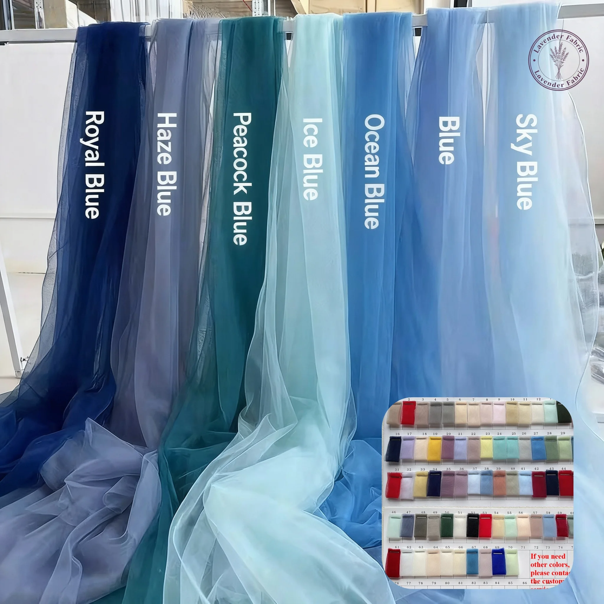 

Мягкая сетчатая пряжа синей серии, сделай сам, свадебная вечеринка, праздник, занавеска, сетчатая ткань, макет спинки стула, пряжа, материал для шитья одежды