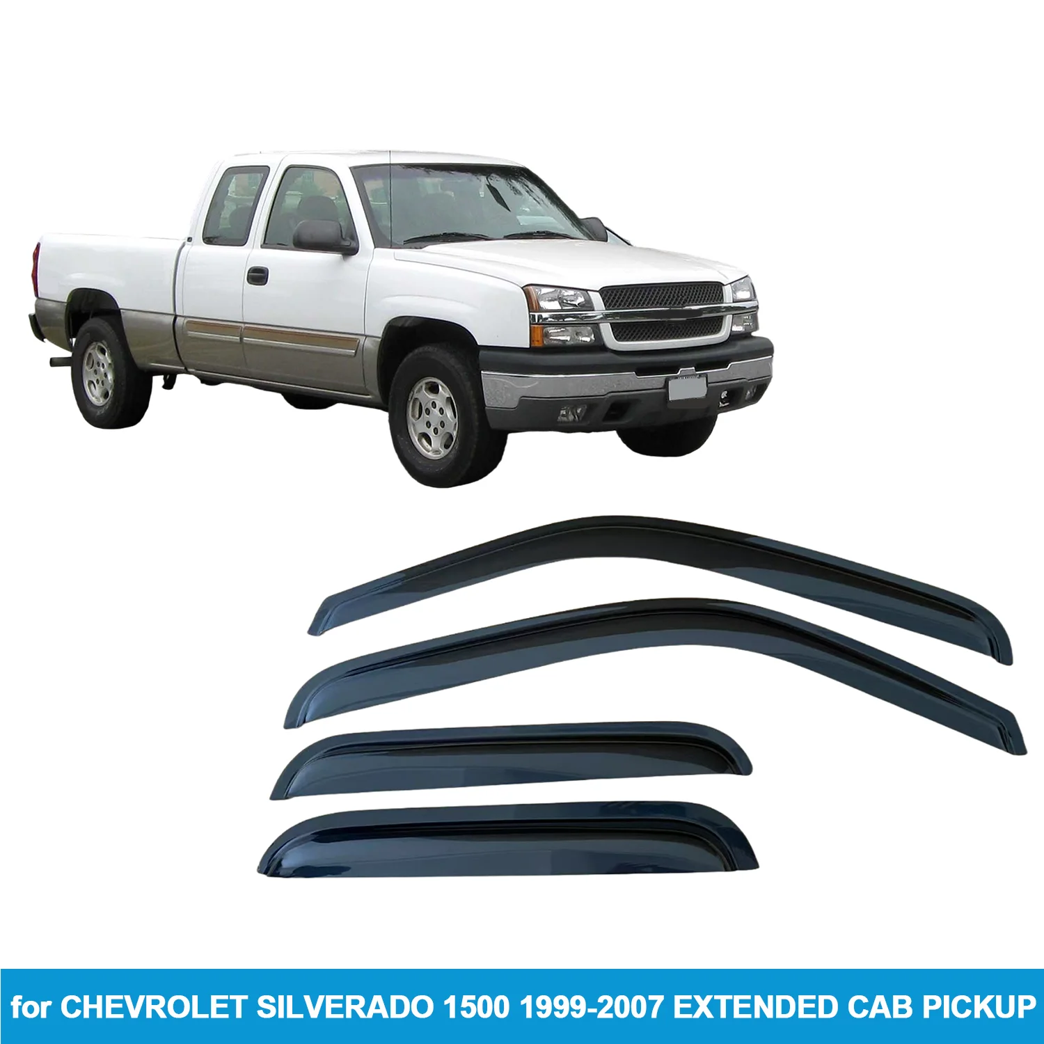 

Window Visor for CHEVROLET SILVERADO 1500/2500/3500 1999-2007 EXTENDED CAB PICKUP Rain Guard Side Vent Deflector Weathershield