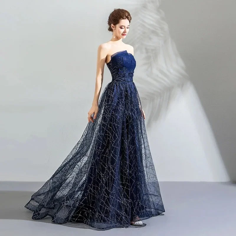 One Shoulder Slim Fit Satin Dress with Fish Tail for Travel Photography, High-end Temperament, Long Sleeved Bridal Toast Dress