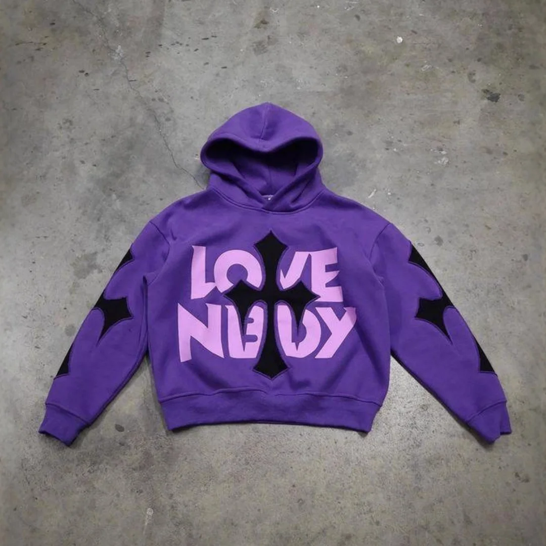 سترة Y2K للرجال من Emo Streetwear بغطاء للرأس كبيرة الحجم مع تصميم متقاطع مع هوديس علوي