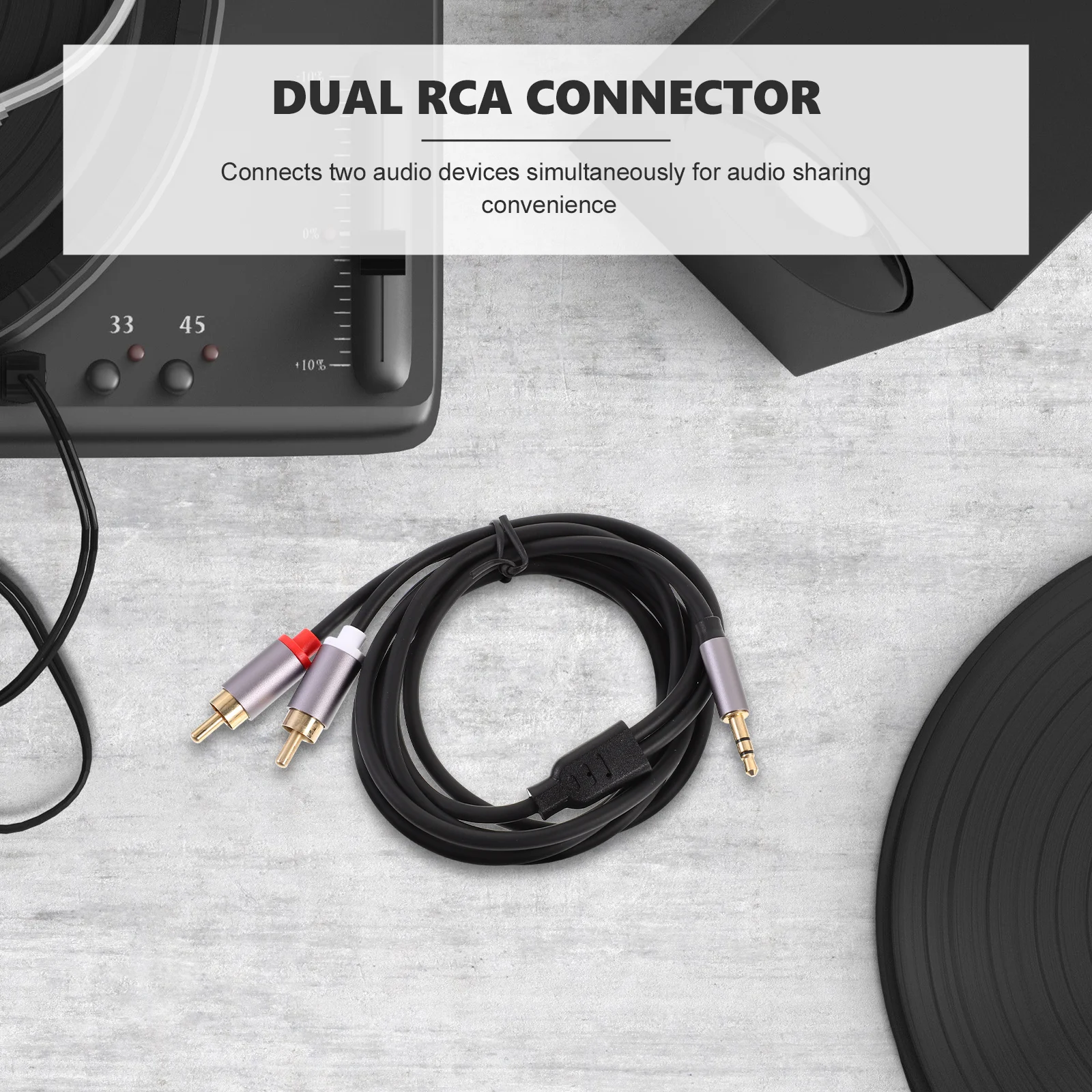 

1.5M Headphone Wire 3.5Mm Double Auxiliary Cord Stereo For Car Audio Subwoofer Dual Rca Connector Multi-Platform Compatible