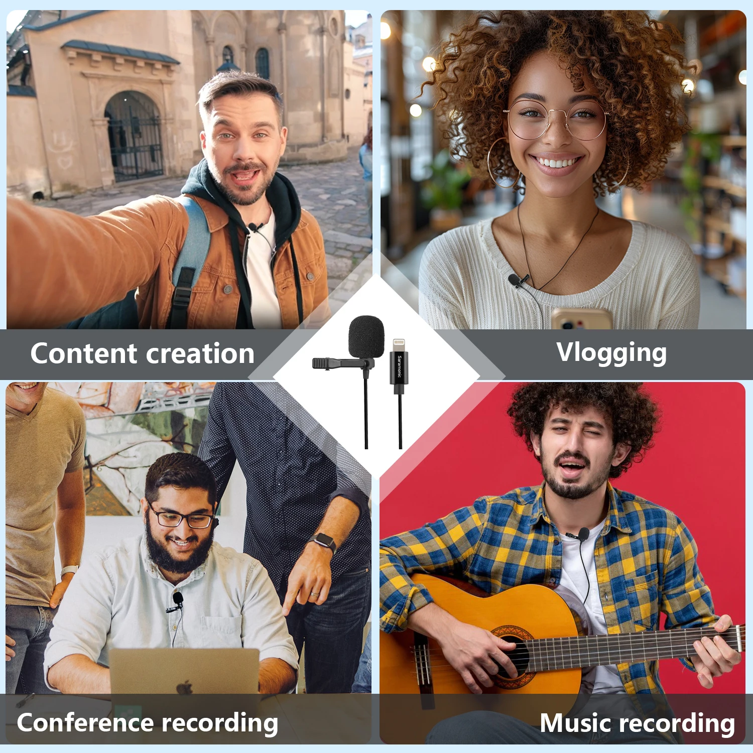 ميكروفون سارامونيك LavMicro-L مكثف Lavalier لأجهزة iPhone iPad iOS وتسجيل فيديو يوتيوب وبث مباشر ومدونة فيديو