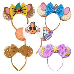 New Mickey Mouse Headband Halloween Long Wool Ear Sequins Hairband Women Birthday Gift Girls Kids Party Hair Accessorie