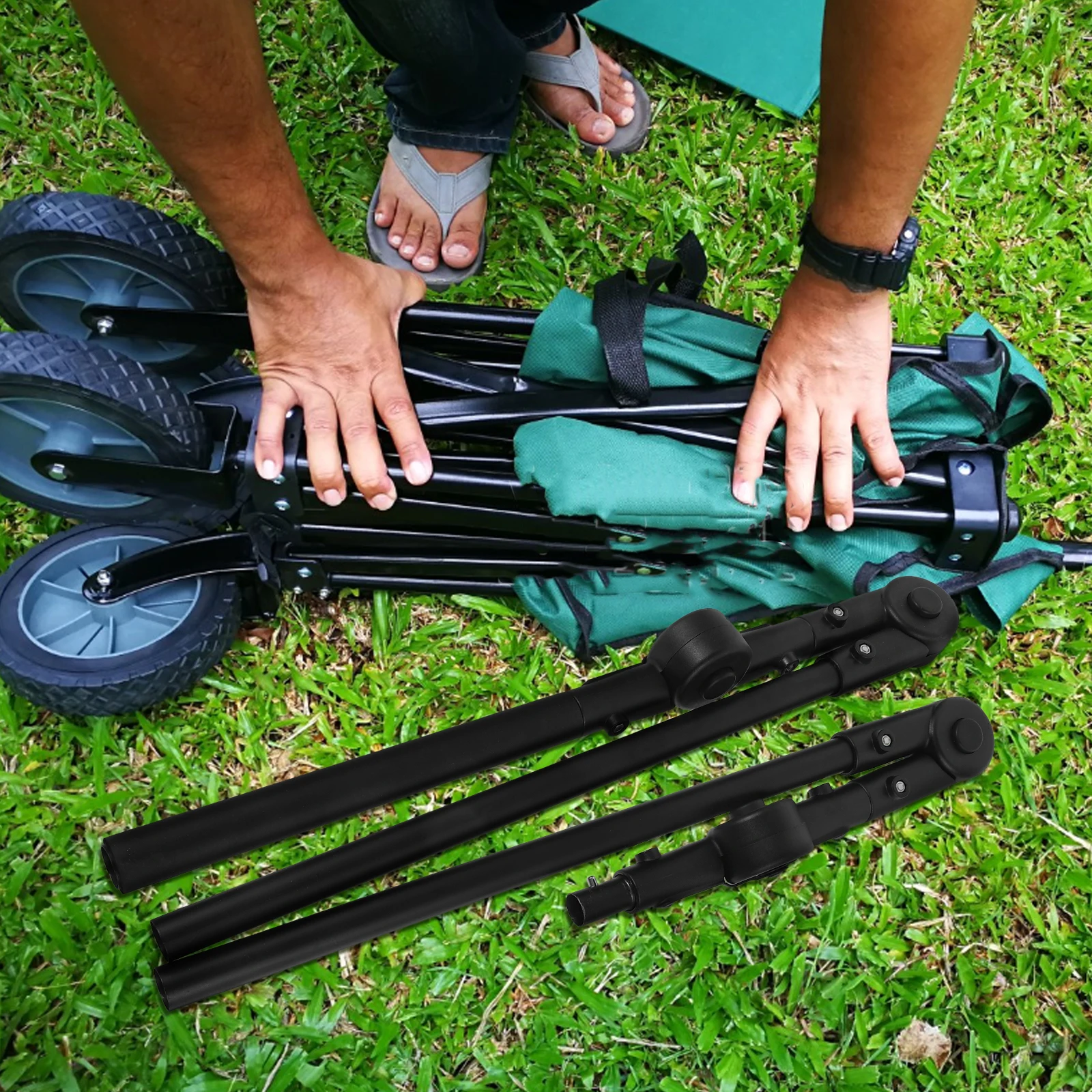 

1 Set Push Replacement Detachable Foldable Wagon For Camping Picnic Outdoor Sturdy Trolley Handle Cart Accessory Supplies Garden