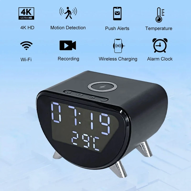 Multifunctional Alarm Clock Temperature Clock Wireless Charger LED Mobile Phone Three In One Wireless Charger