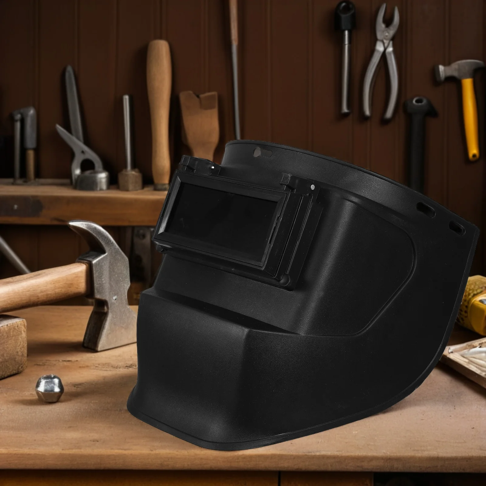 

Face Mask Black Aluminum Frame Wide-View Visor Secure Headgear Electric Welding Shield Lightweight Durable For Men