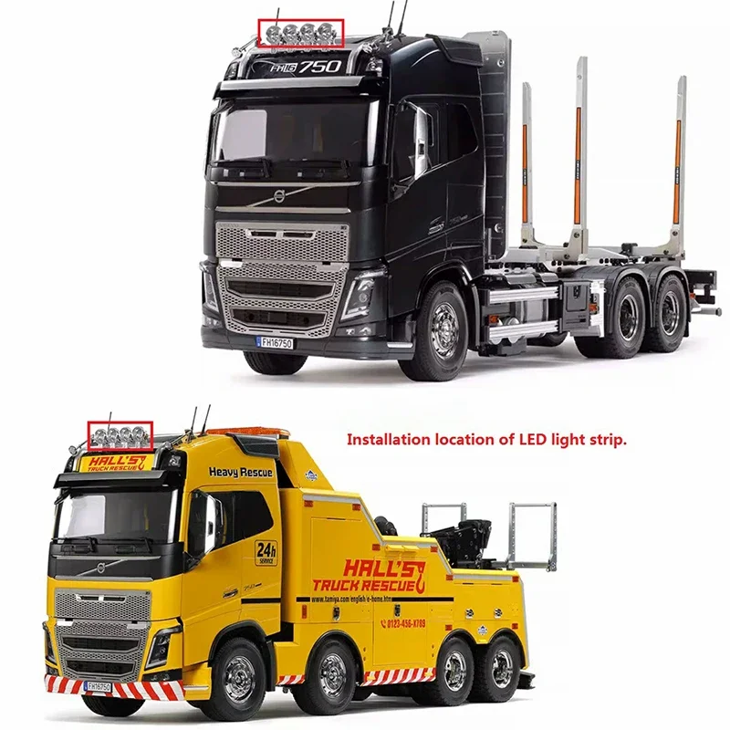 Symulacja LED metalowa pogotowie światło kopułowe dla 1/14 Tamiya RC ciężarówka samochód VOLVO FH16 56360 Diy części zabawki