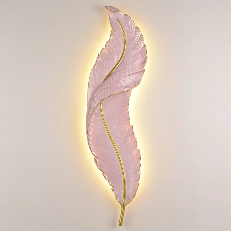 SANDYHA Modern Feather Wall Light White Linear Home Sconce Led Lamp for Bedroom Lamparas Mesita De Noche Dormitorio Lampe Chevet